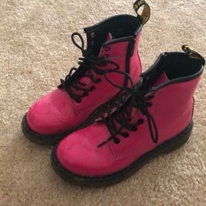 Girls Dr. Martens hot pink boots